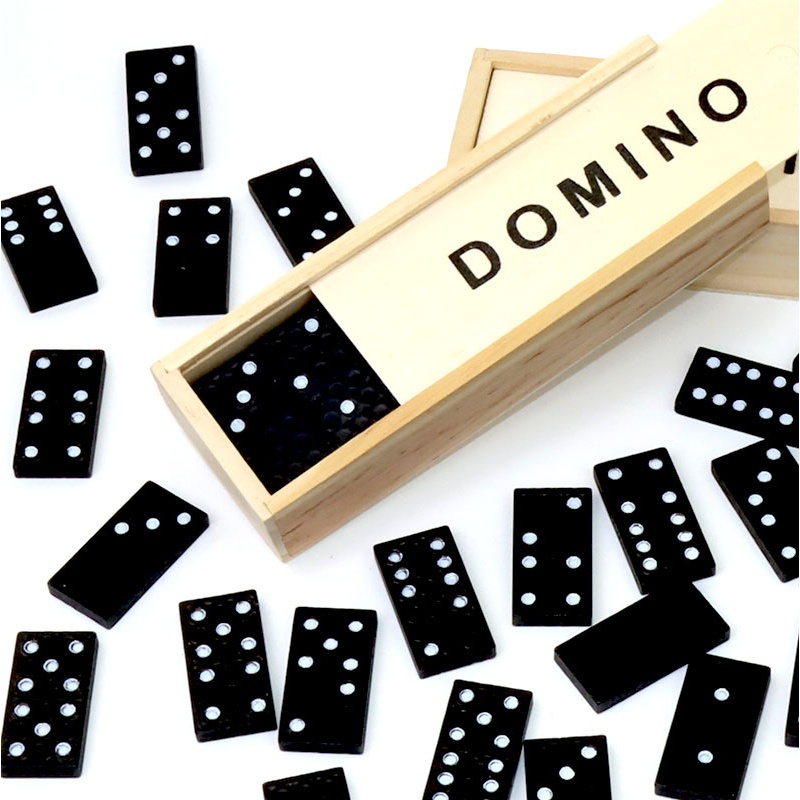 Board Game Monopoli - 28 sztuk czarnych domino drewniana gra