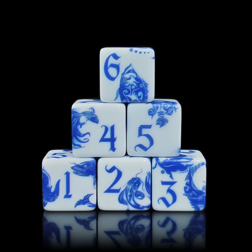 Board Game Dnd - 12 sztuk niebiesko-białych kości w stylu