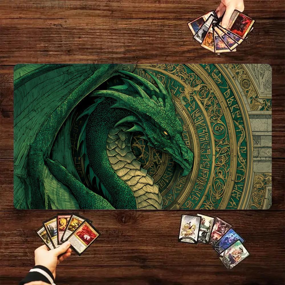 Play Mat Neoprene - Magiczne Runy i Zielony Smok -